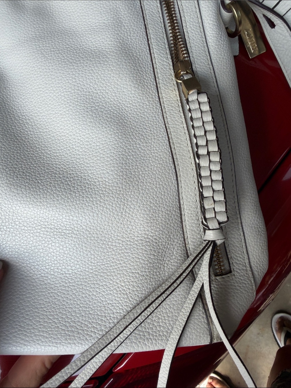 LODIS ~White Pebbled Leather Shoulder Bag RARE - Picture 3 of 9